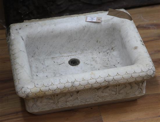 A late 19th century Italian carved marble rectangular sink, 32in.